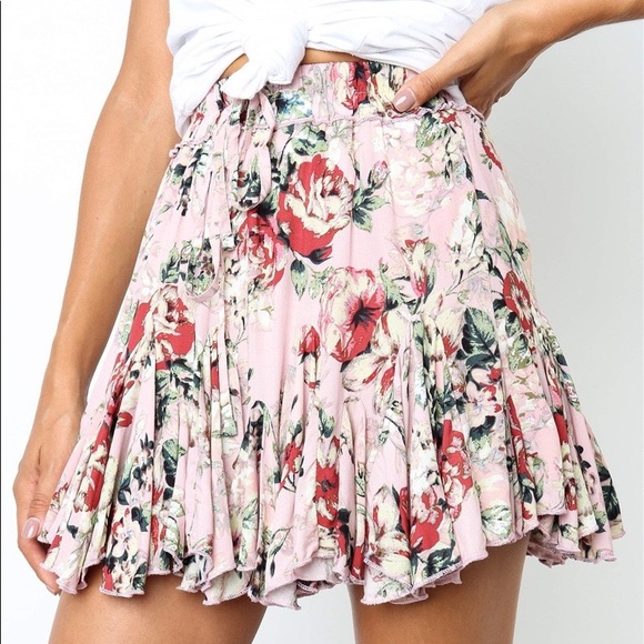 ♦️🆕Sweet Girl Pink Floral Mini Skirt - Picture 5 of 8